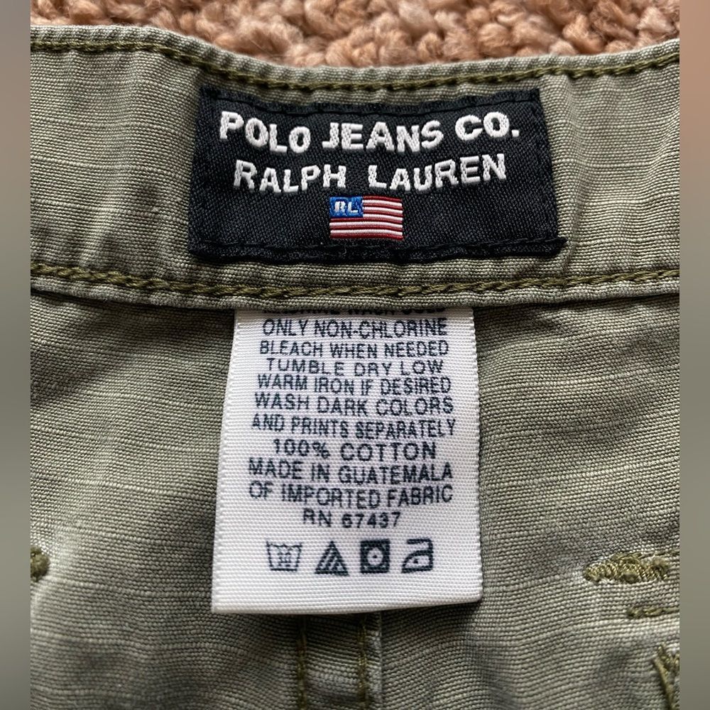 Y2K Polo Jeans Co Ralph Lauren Military Style Army Green Women’s Shorts 6 VTG - Picture 5 of 8